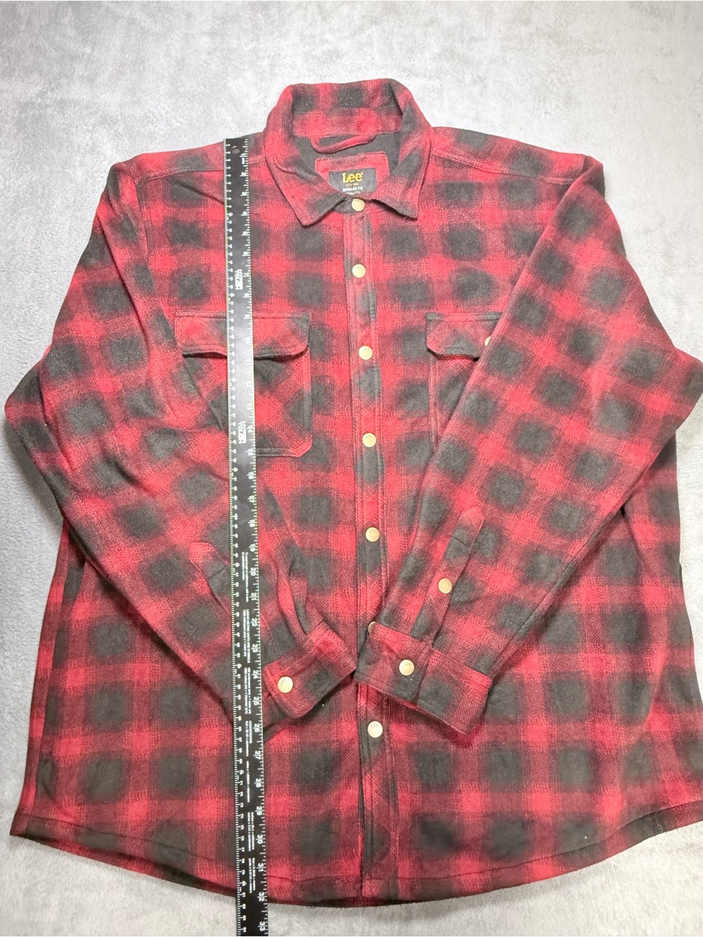 Lee Red and Black Plaid Casual Button-Down Shirt